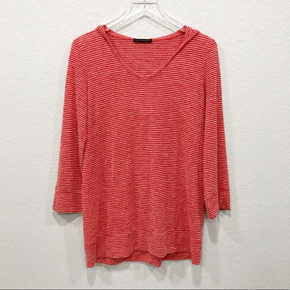 Nally & Millie Tops - Nally & Millie coral red hoodie brushed fabric L